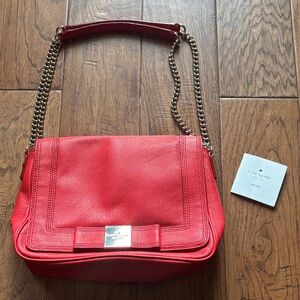 Kate Spade ♠️ Vibrant Red Shoulder Bag with Gold Chain